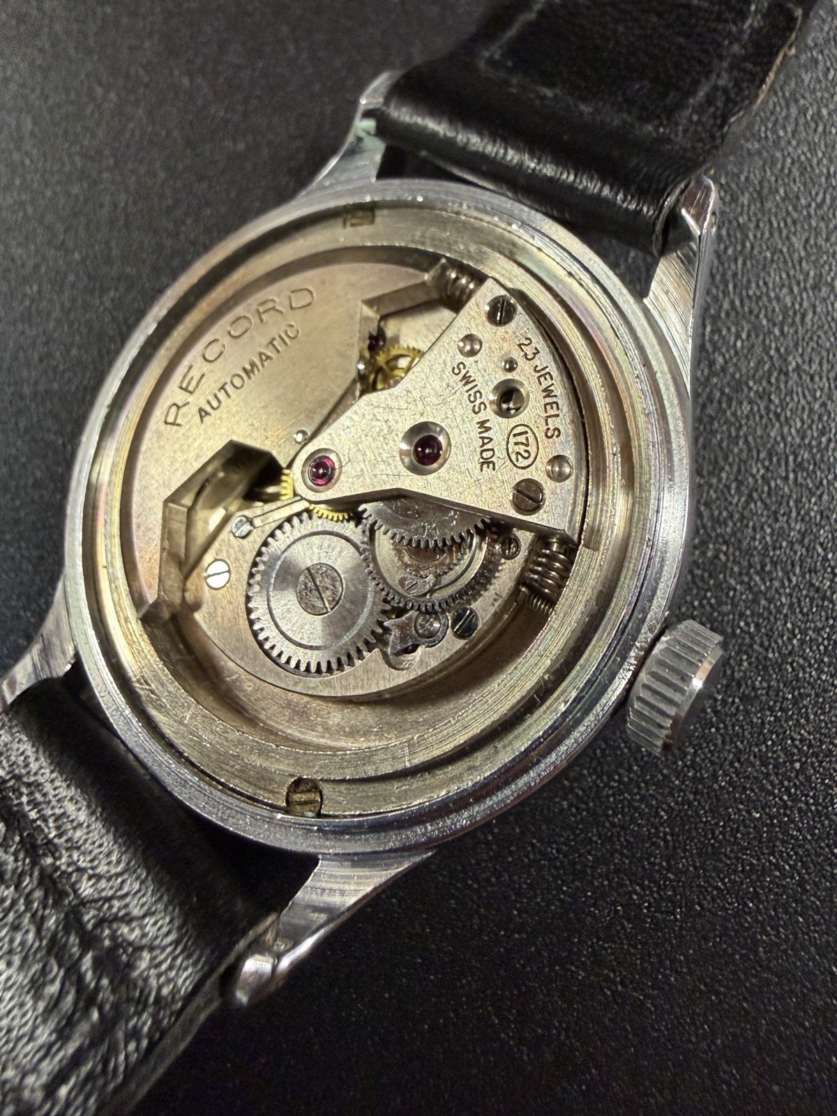 Record Vintage Bumper Automatic Cal. 172 23J Sector Dial 35mm Rare Watch 1950s