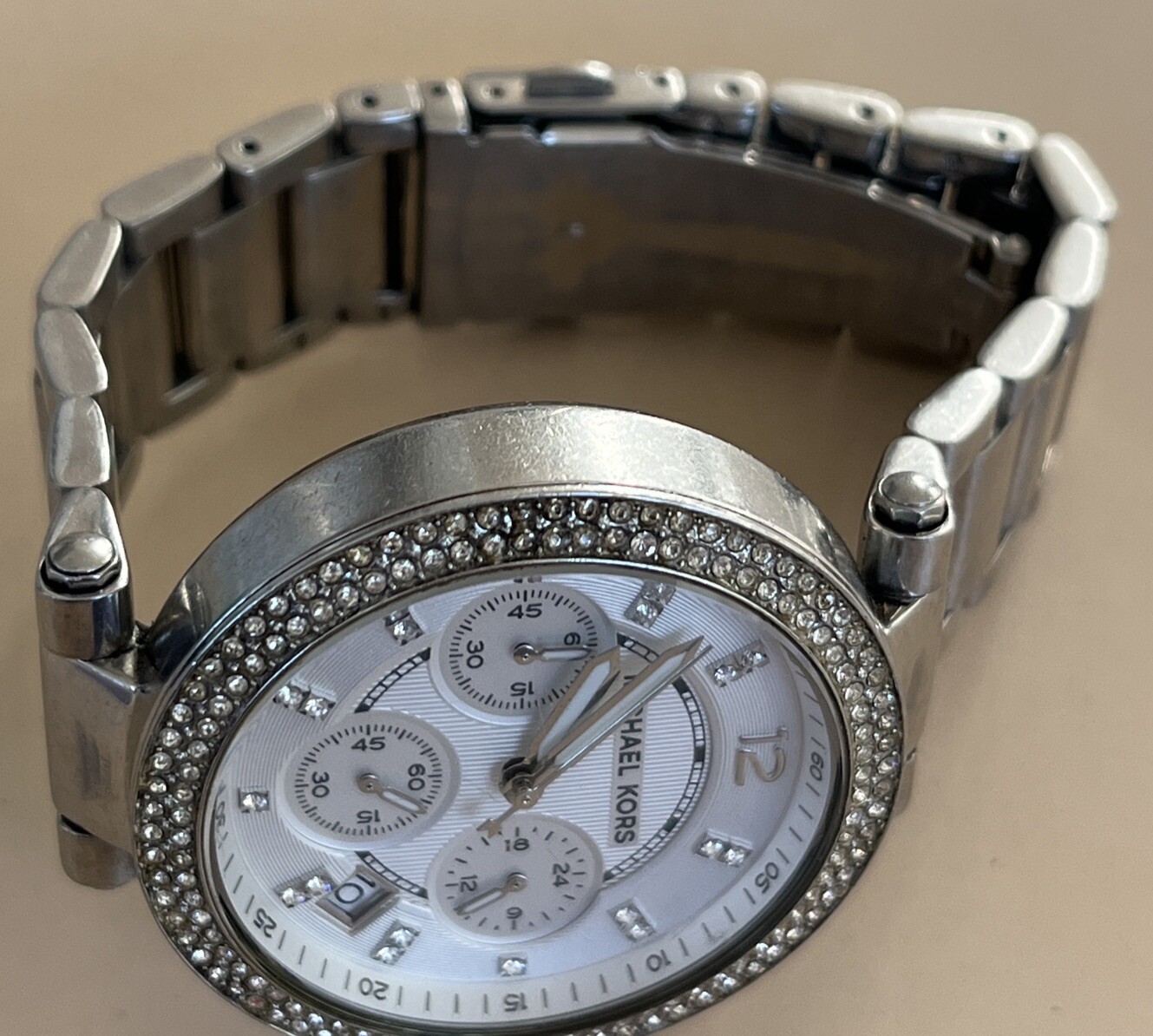 Michael Kors Parker Stainless Steel Watch With Glitz Accents New Battery works