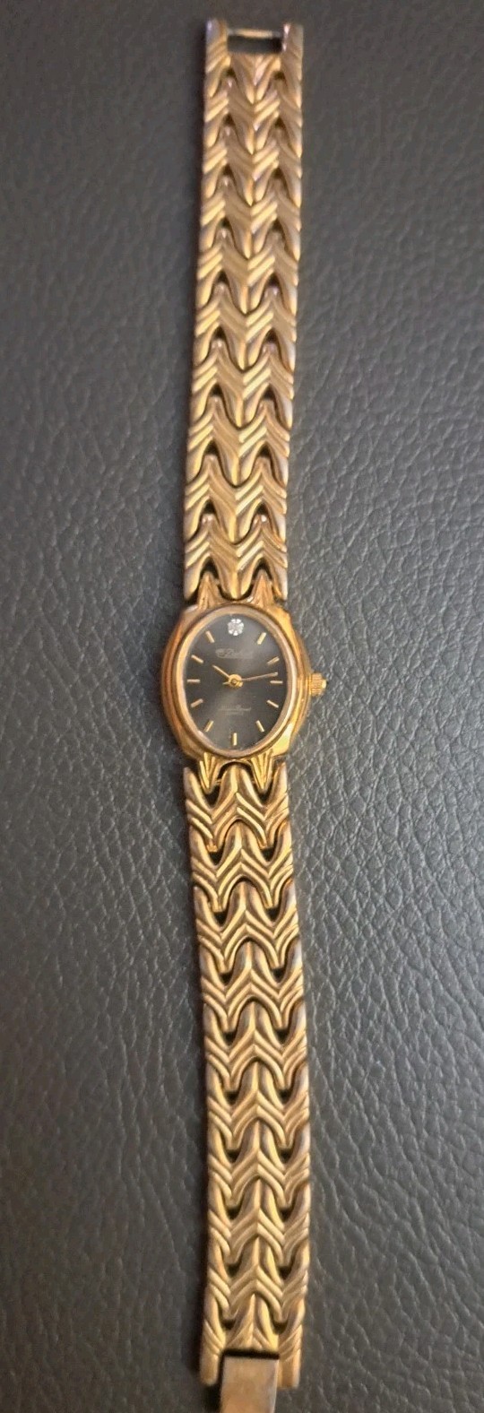 Dufonte by Lucien Piccard Womens Gold Tone one diamondr Quartz Watch