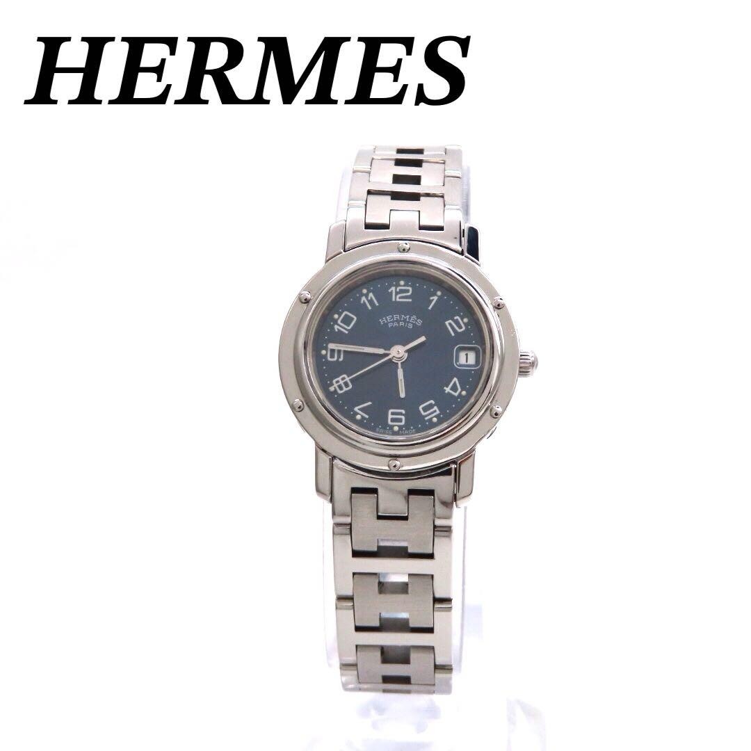 Hermes Clipper CL4.210 Ladies Watch Gold Navy Japan Quartz 076913