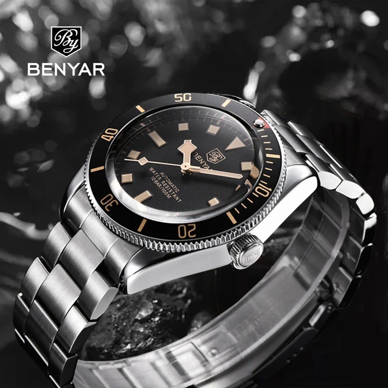 40MM BENYAR Automatic Men’s Watch Luminous 100M Waterproof Stainless Steel NEW