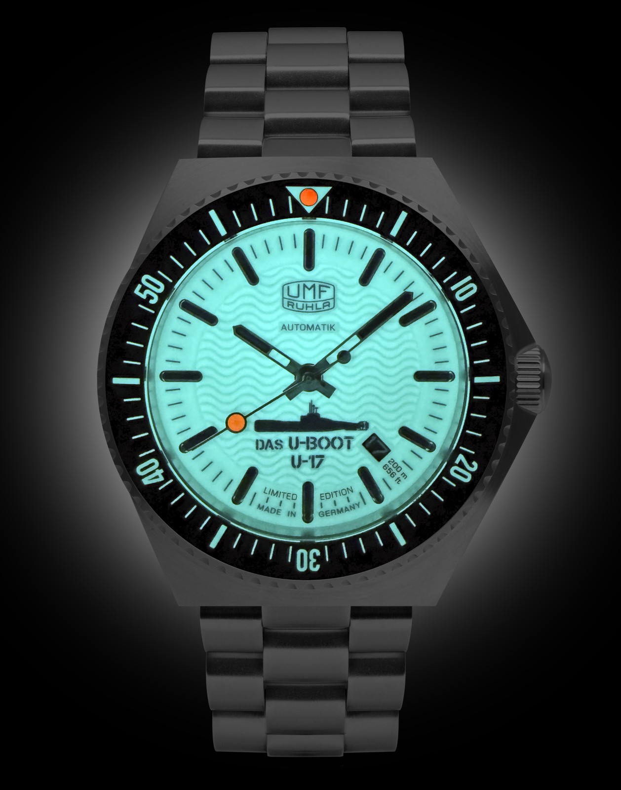 Umf Ruhla The Submarine U-17- Watch 6332 0/12ft-1 Diver’s Automatic, 1 11/16in