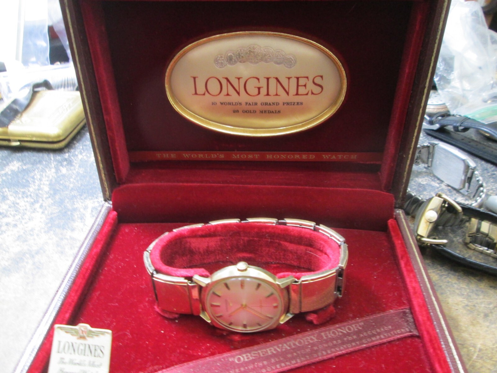 MENS LONGINES STAINLESS SCREW BACK Running WRIST Watch IN THE ORGINAL BOX