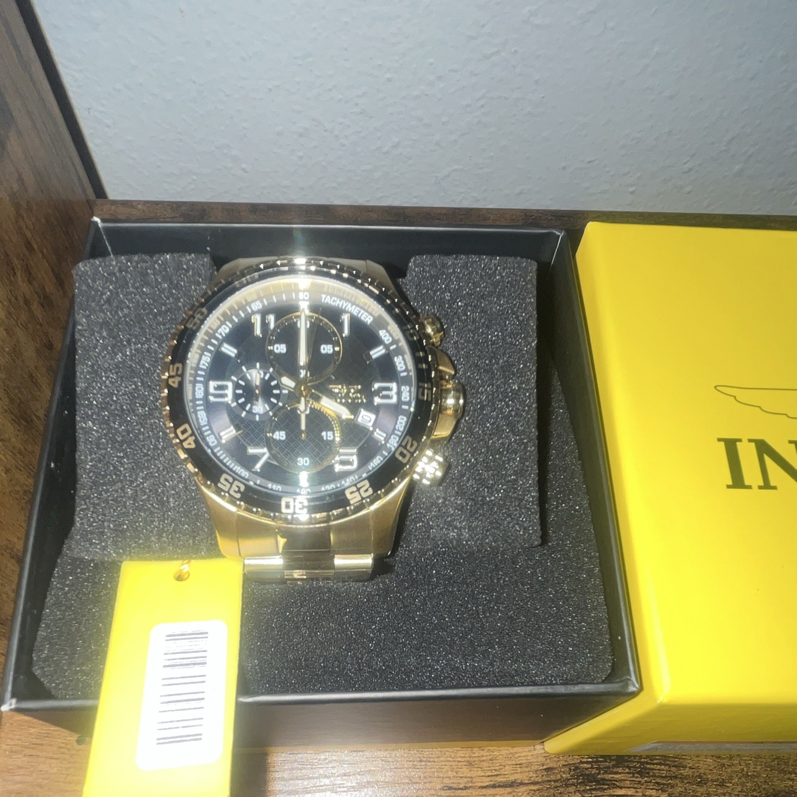 Invicta Racing Quartz Chronograph Tachymeter Date 48mm Gold Bracelet w/ Box