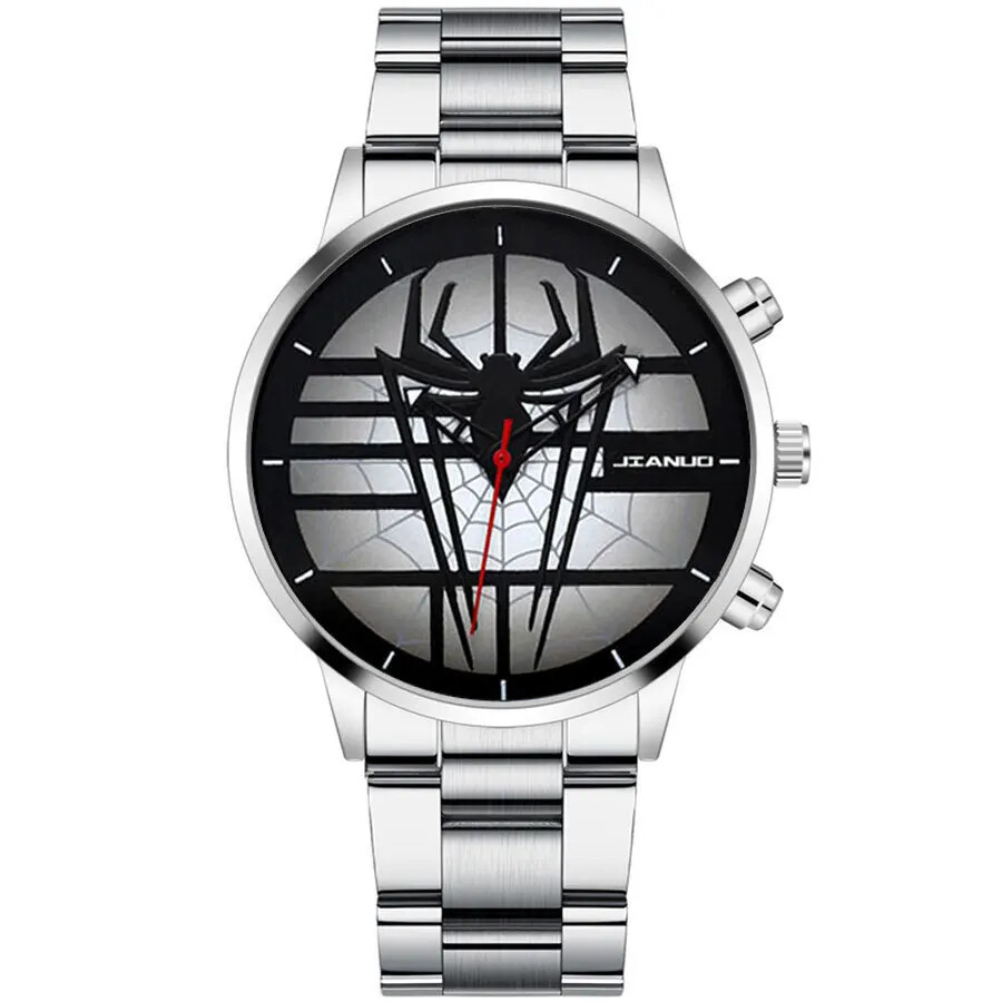 Men Watch Spiderweb Quartz Watches Stainless Steel Water Resistant Wristwatch