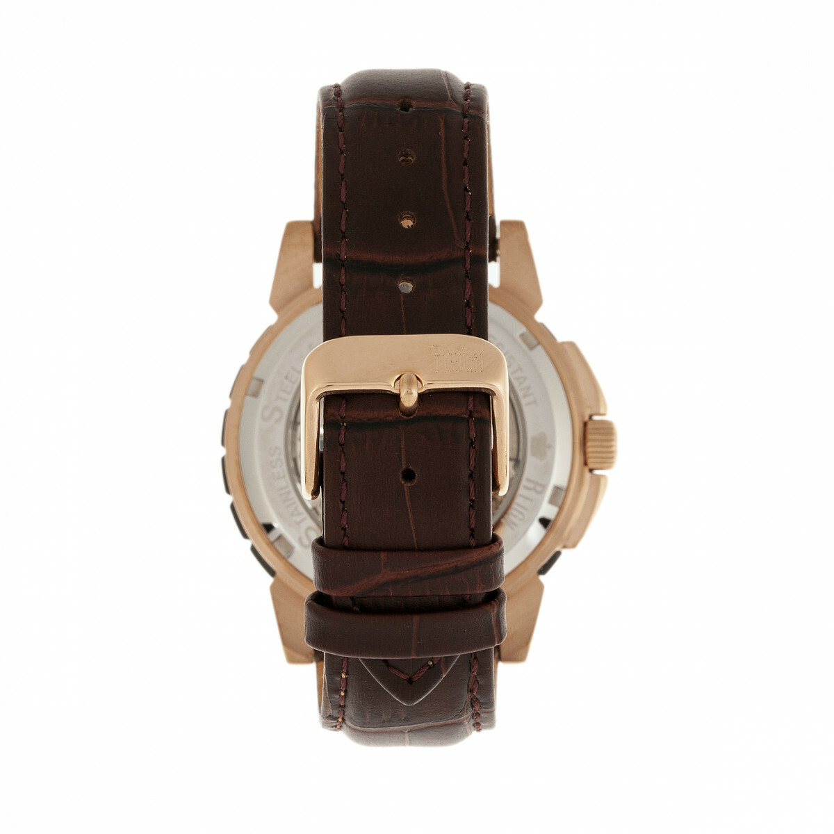 Reign Philippe Automatic Skeleton Leather-Band Watch – Rose Gold/Black