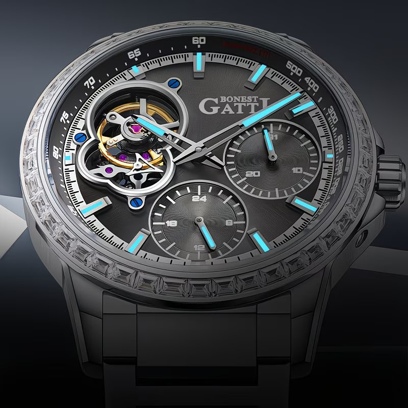 BONEST GATTI Men’s Dial Sapphire Tourbillon Automatic Watch Black 43 mm