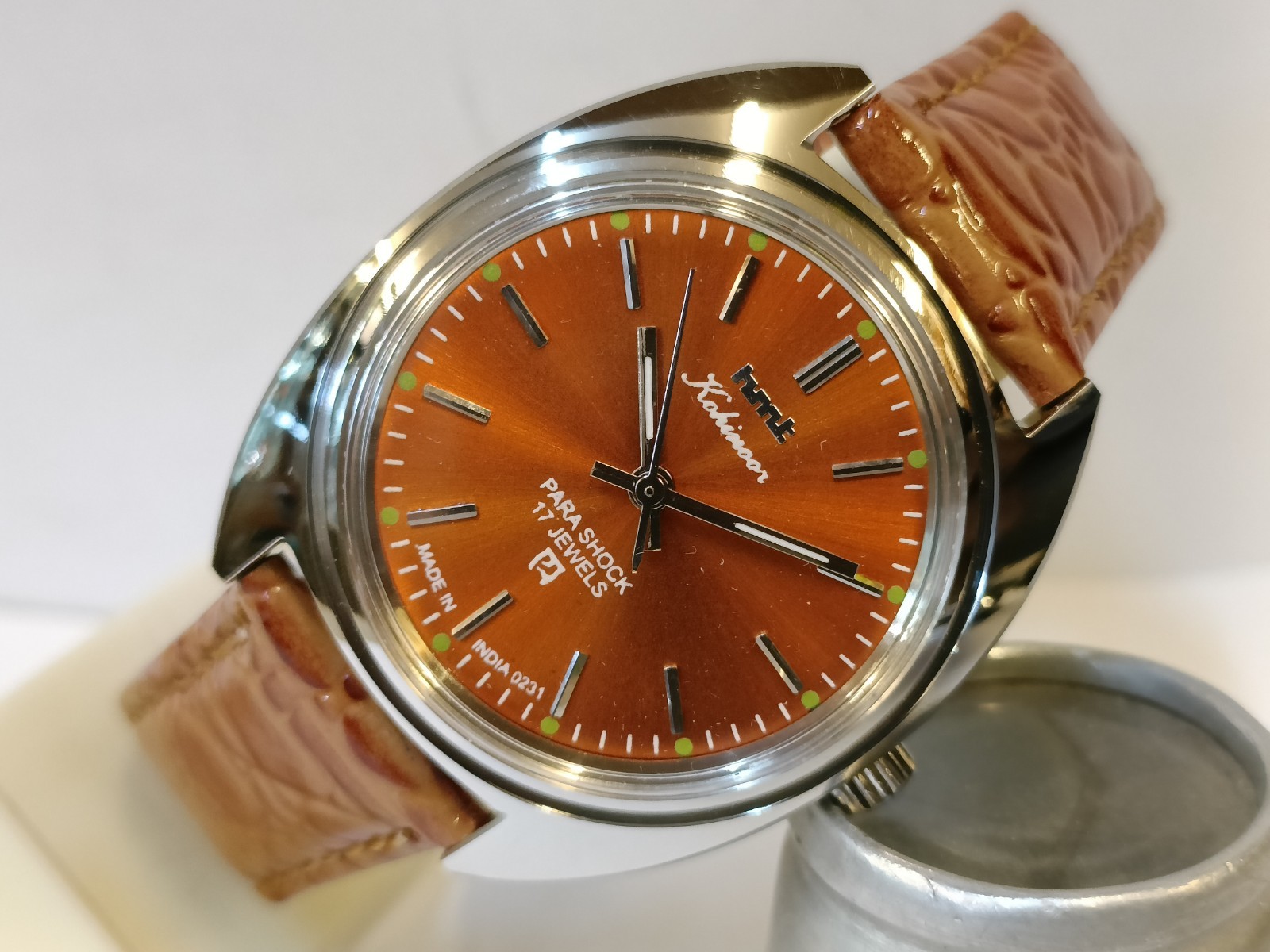 REFURBISHED HMT KOHINOOR 17J WINDING ORANGE DIAL 0231 INDIA MEN’S WORKING