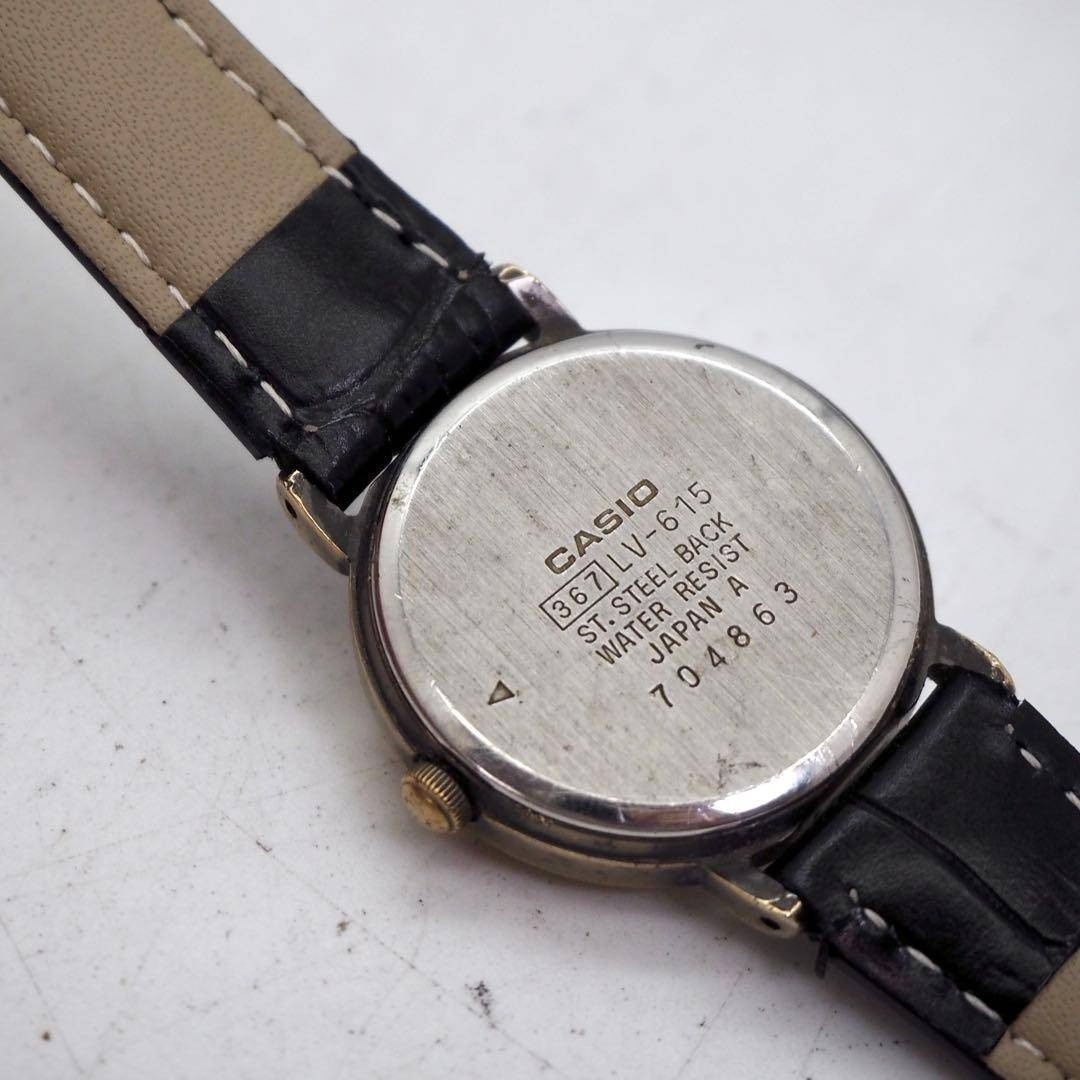 [Used] CASIO Traddy Watch LV-615 Moon Phase Antique White Pearl 17.1 cm Working