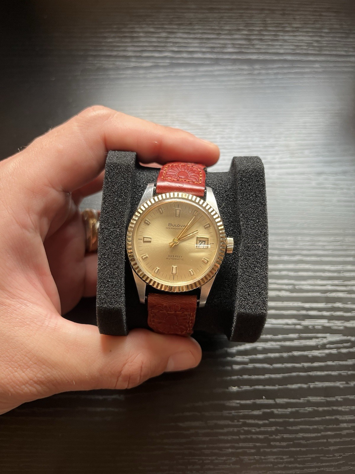 Bulova Oceanographer 333 Vintage 10k Gold Bezel And Crown