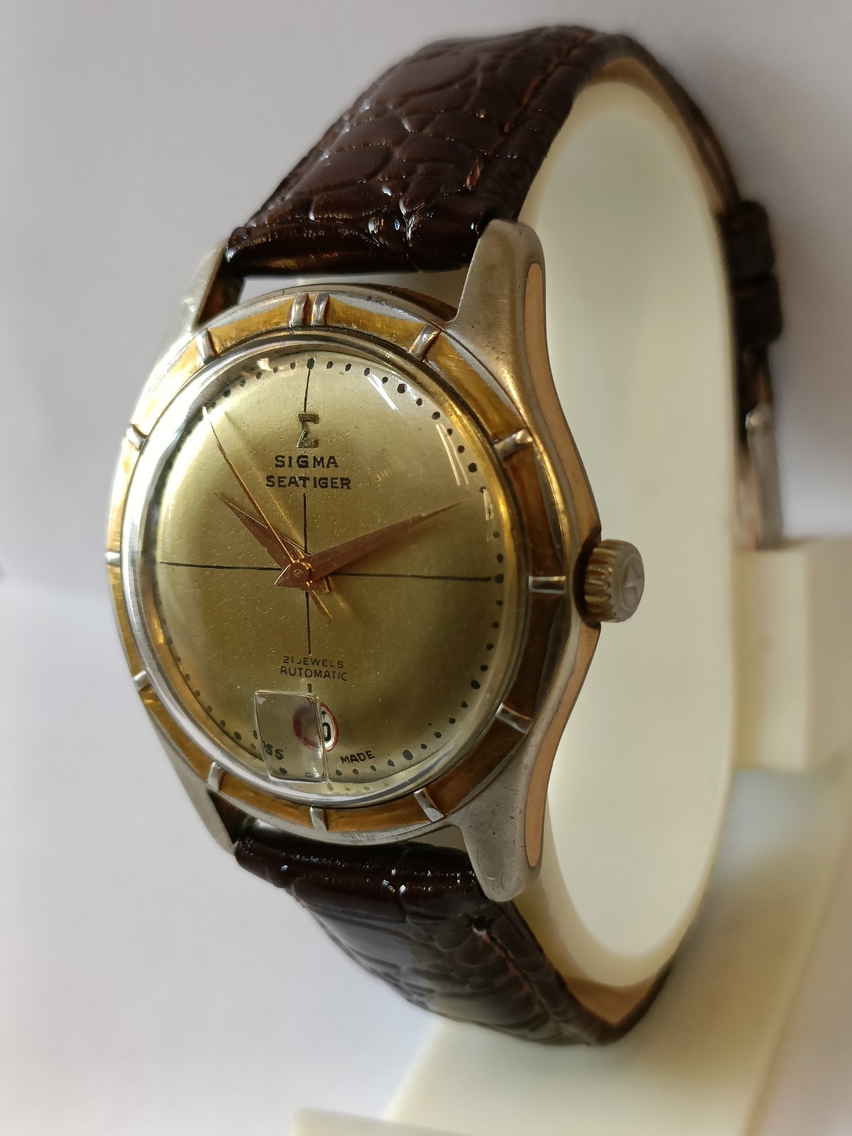 SIGMA SEATIGER 21J AUTOMATIC GOLD DIAL SWISS MEN’S WORKING CONDITION
