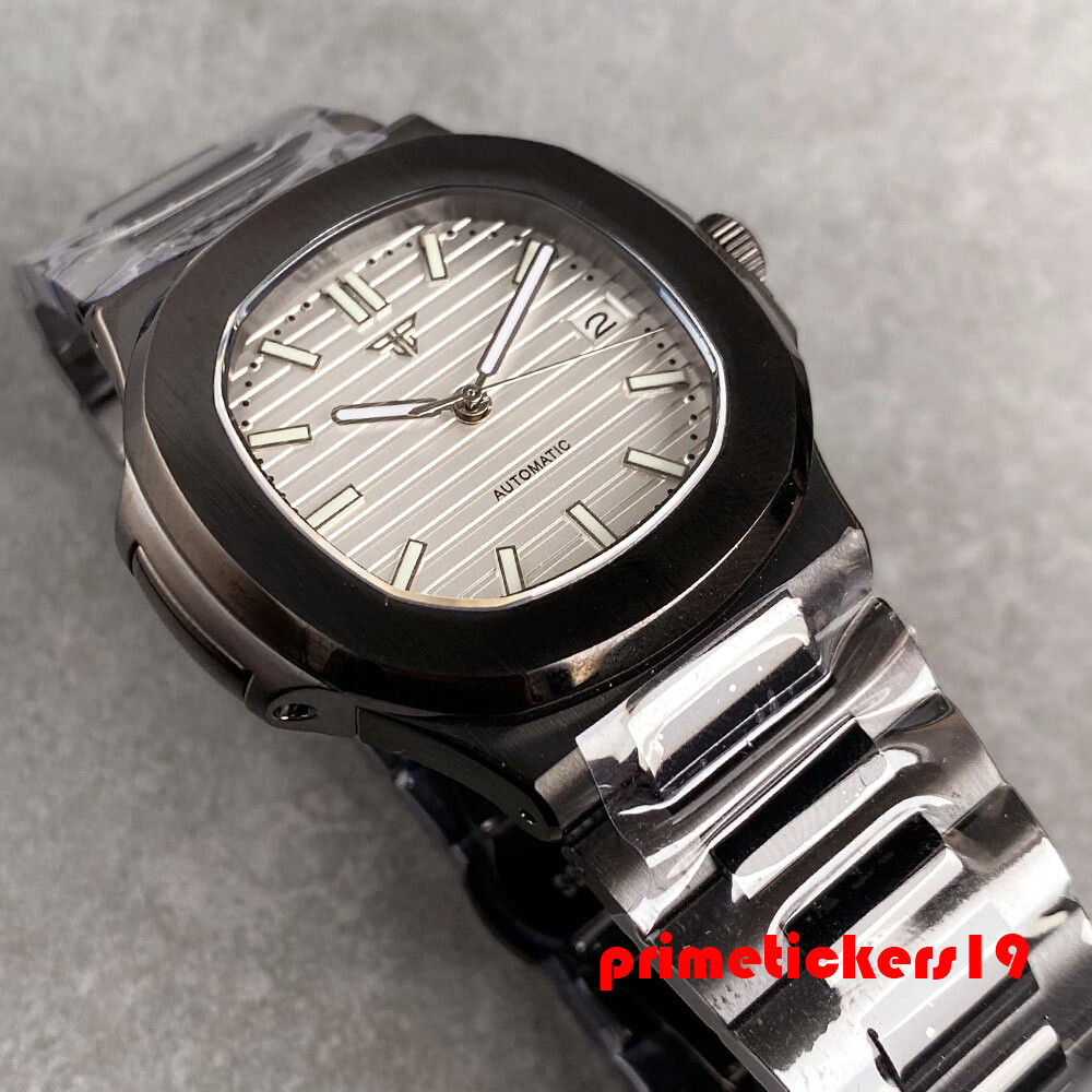 Tandorio 40mm Black Pvd Square NH35A Date Automatic Watch for Men Sapphire Lume