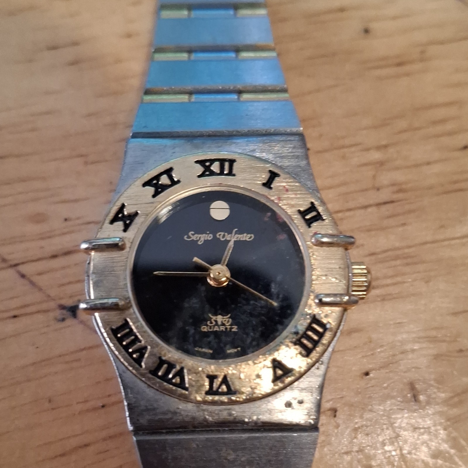 Sergio Valente Quartz Analog Watch Black Dial Roman Numerals Bracelet