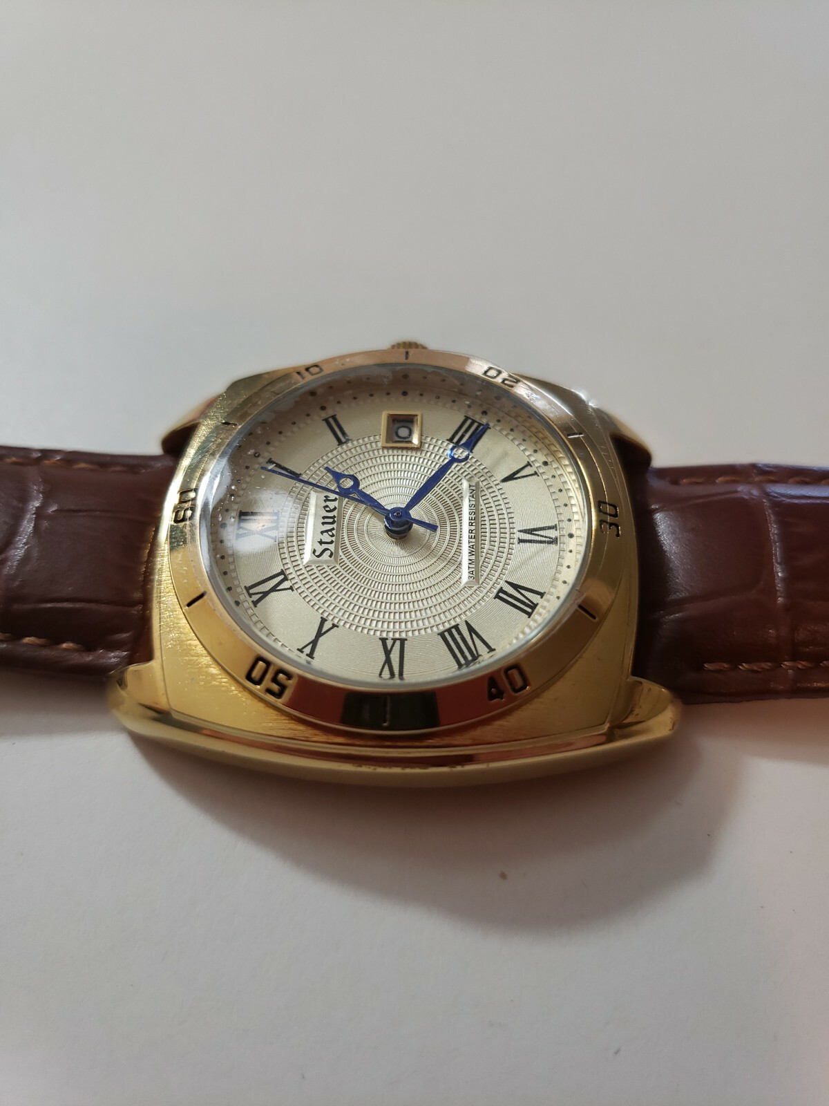 Stauer Men’s Gold Plated Stainless Silver Water Resistant JPN Movement. 30021B