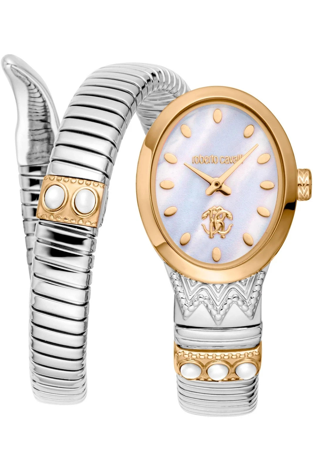 Roberto Cavalli Women’s RC5L104M0055 22MM Two Tone Snake Bracelet Watch