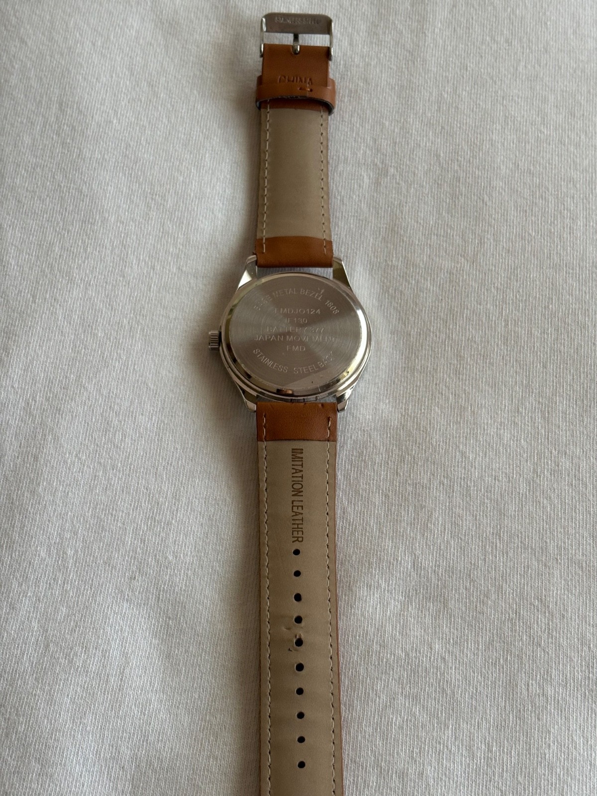 FMD Silver Tone Quartz Analog Men’s Watch FMDJO124 Brown Strap New Battery #144