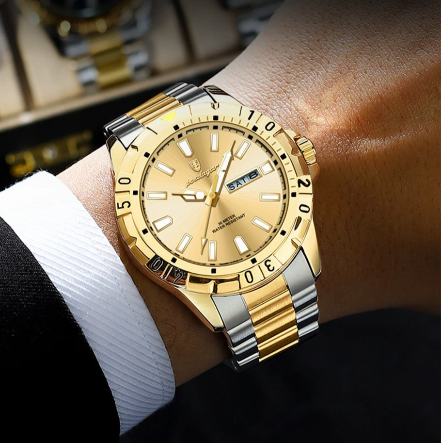POEDAGAR Men’s Quartz Watch Luxury Stainless Steel 30M Waterproof Luminous NEW