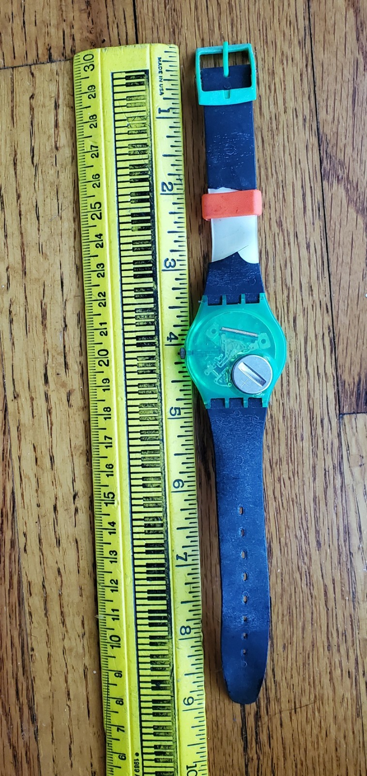 RARE Vintage 1988 SWATCH ‘Neo Rider’ Black w/ Neon Orange Green Yellow Geometric
