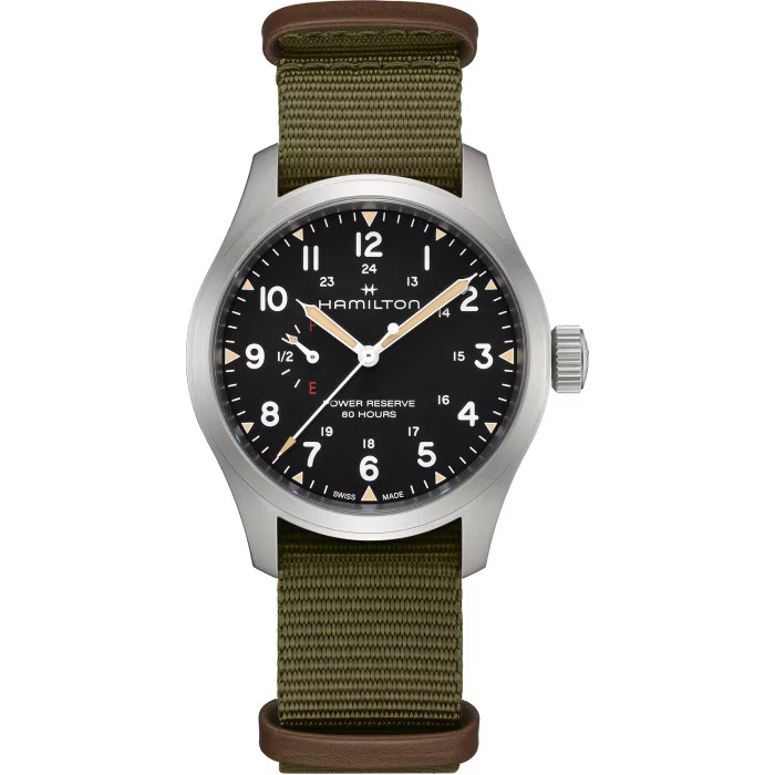 Hamilton Khaki Field 40mm Black Dial Green Textile Band Watch H69509930