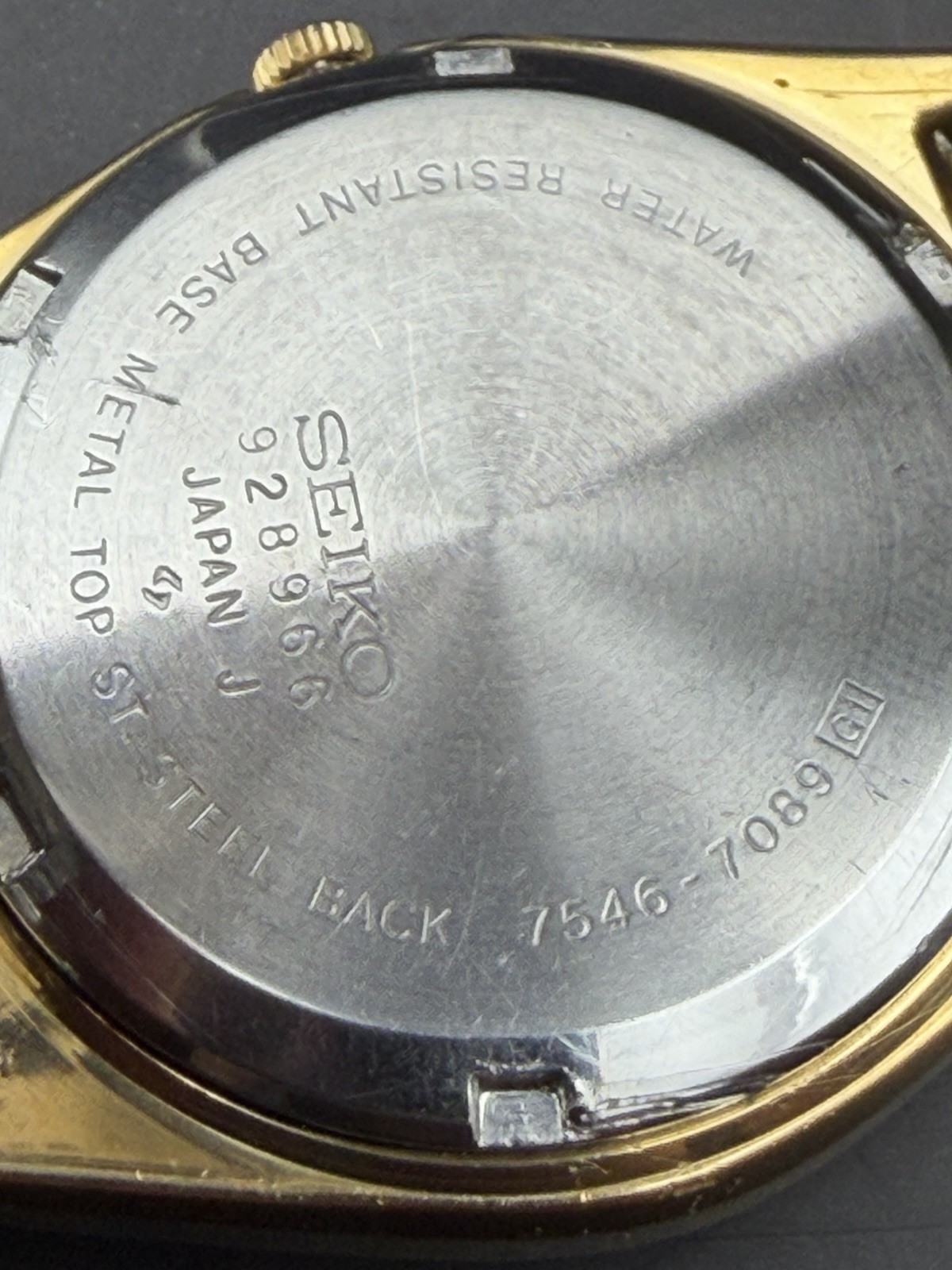 Vintage 1979 Seiko 7546-7089 Watch Overhauled New Crystal Battery Gold Bracelet