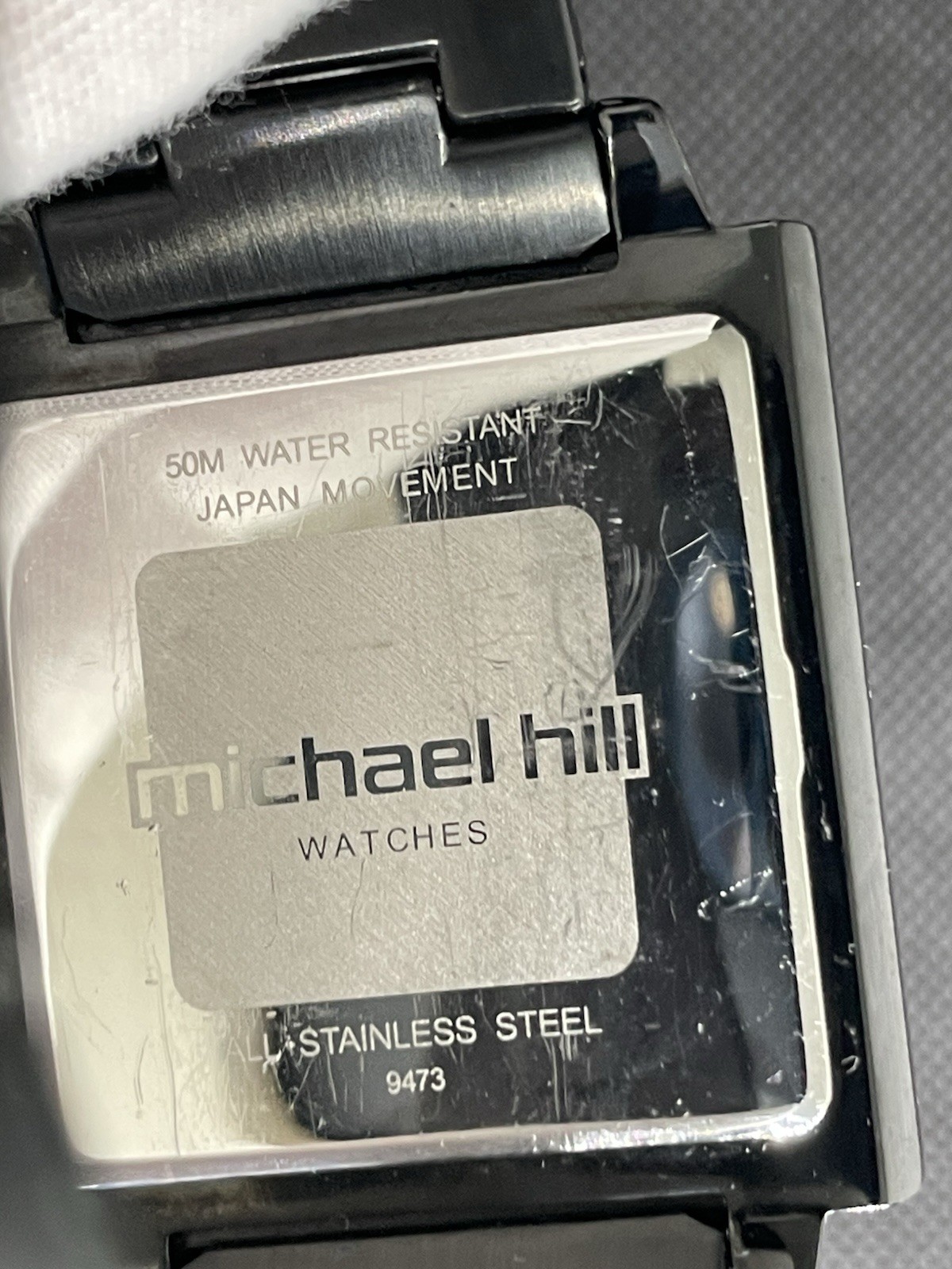 Michael Hill 9473 Men’s Square Black Stainless Steel Watch Quartz Dress