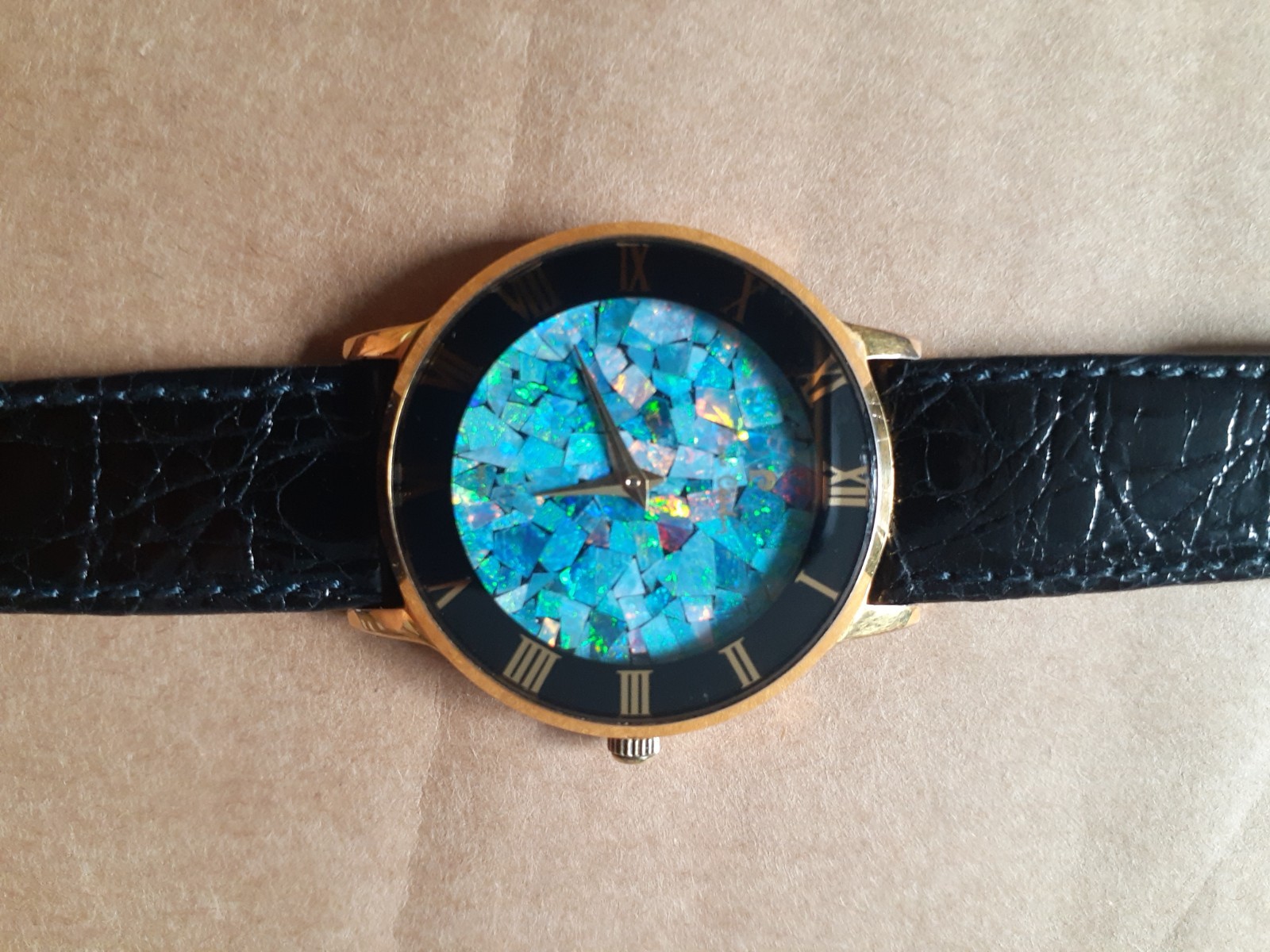 Vintage Pierre Cardin Ladies Watch Opal Mosaic Dial Swiss Quartz