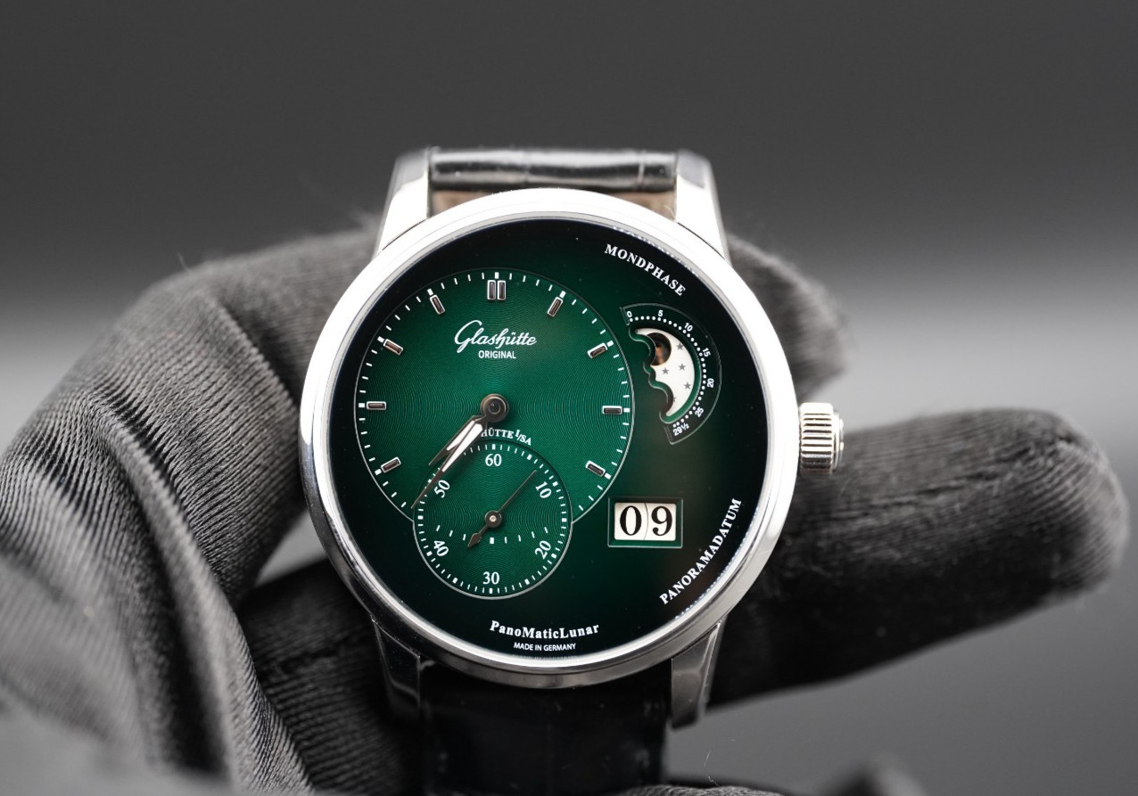 Glashutte Original Panomatic Lunar Stainless Steel Watch 1-90-02-13-32-31 Green