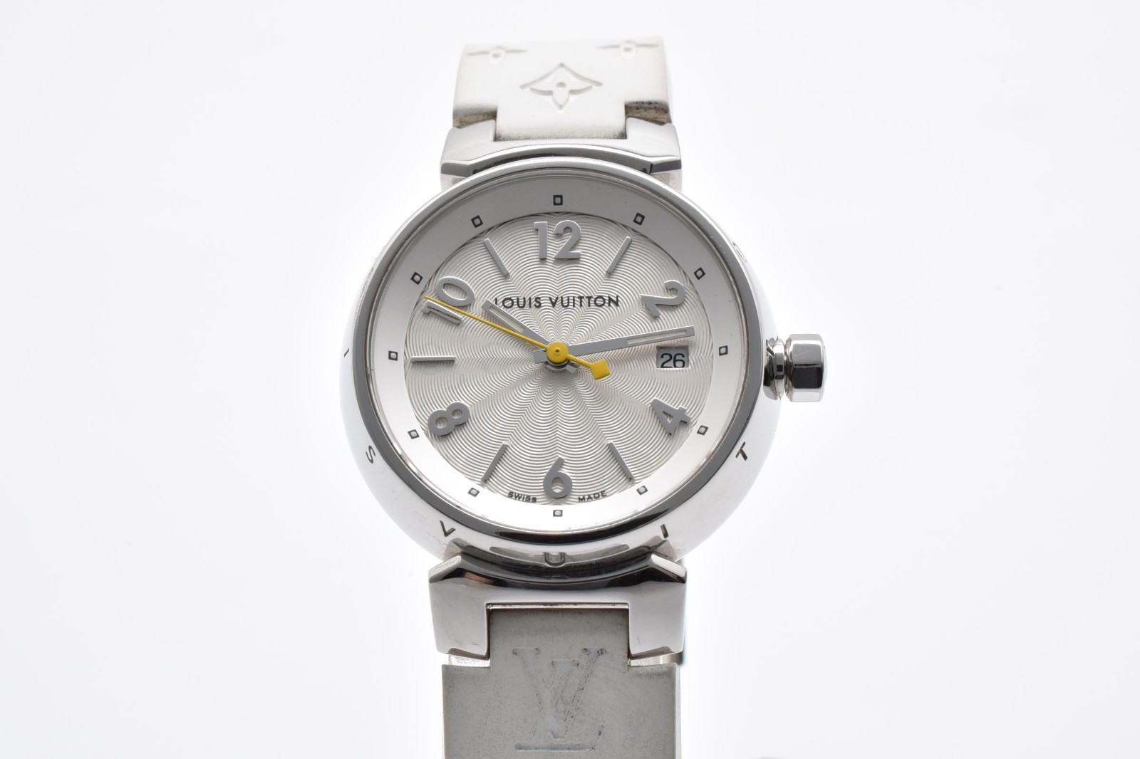 RARE! All White [N MINT /Paper] LOUIS VUITTON Tambour Q121K Ladies Watch JAPAN