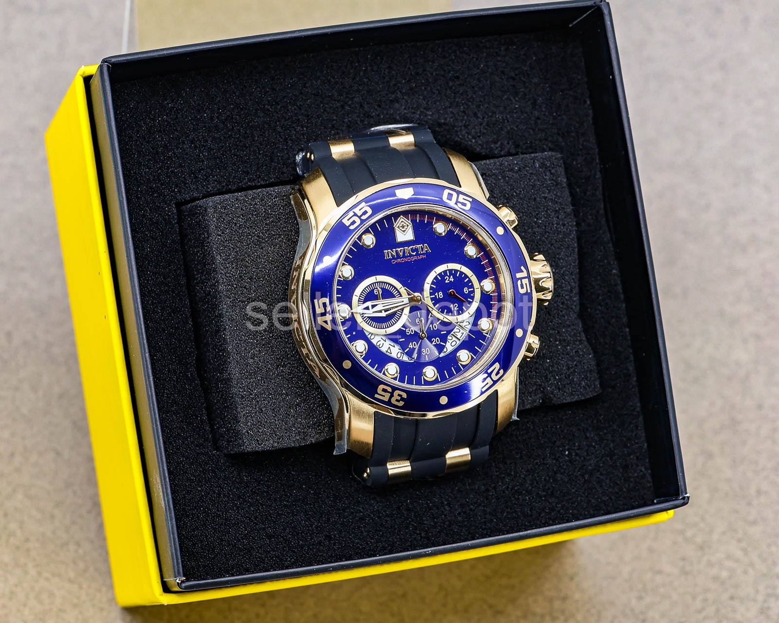 Invicta 6983 NEW Mens 48mm PRO DIVER SCUBA Chronograph BLUE Dial Gold Watch