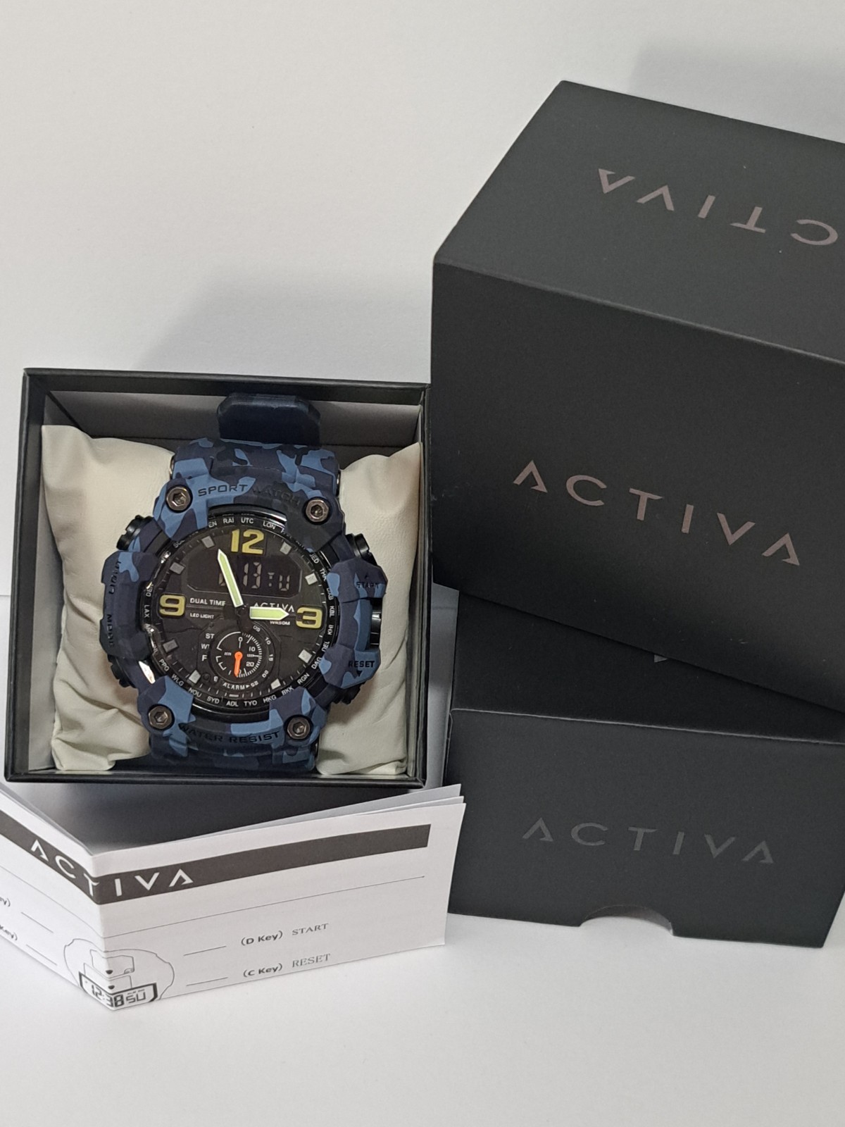 Activa X by Invicta Black Ops Digital Men’s Watch Camo/Blue 56mm 50m w/r NIB