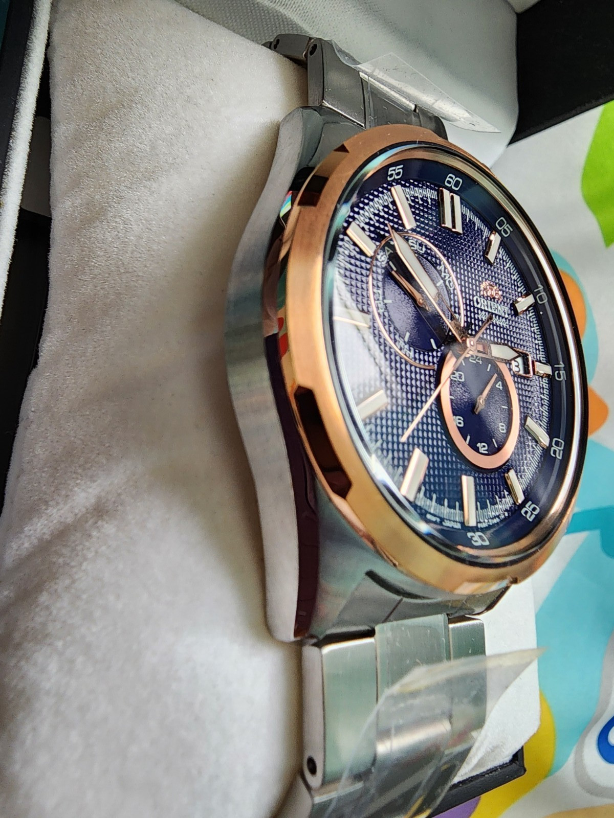 Orient Defender 42.6mm Sports watch stainless steel bracelet blue nailhead dial