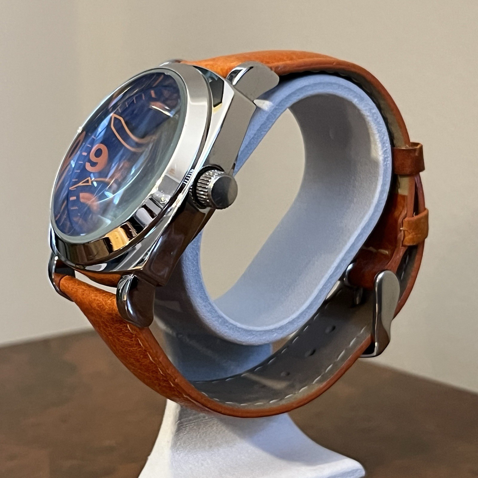Joan Rivers Watch Women Blue Orange Silver Tone Leather Classics Chunky Vintage