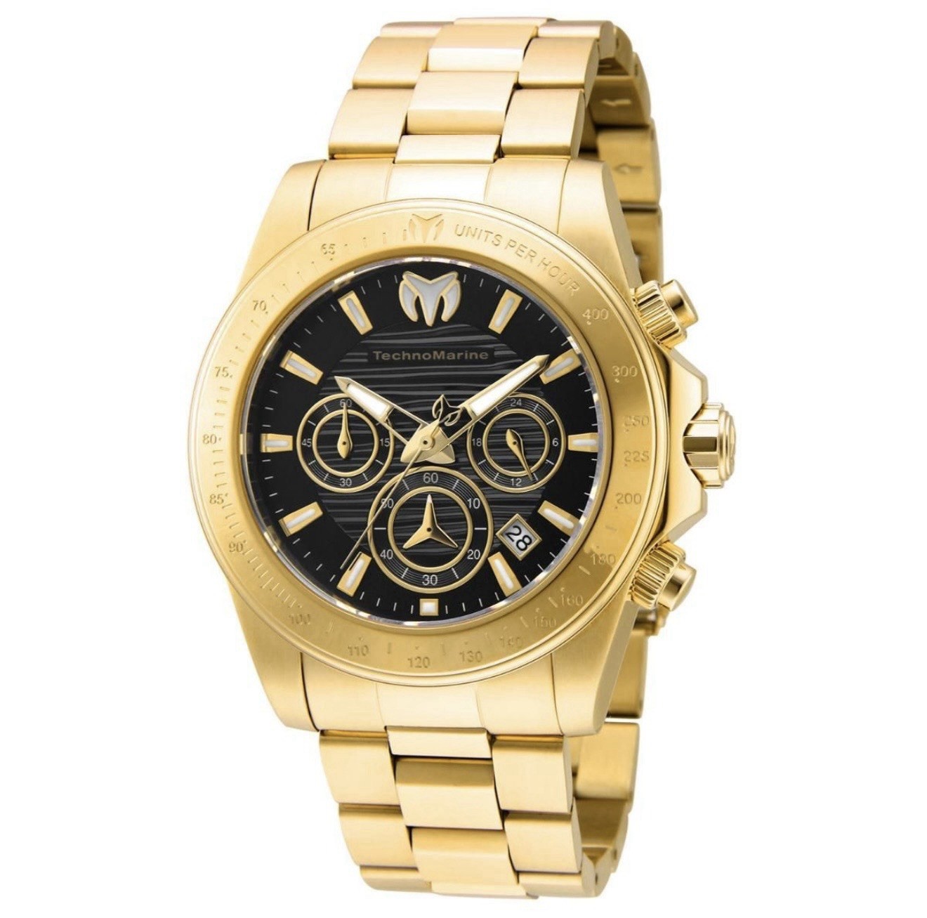 TechnoMarine Manta Ray TM-219005 Men’s Gold Watch 42mm Black Dial New