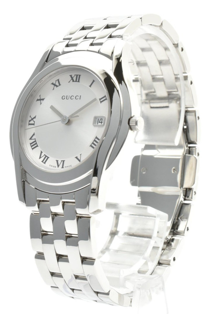 GUCCI 5500M G-Class Quartz Men’s Watch 35mm Vintage Silver Dial Date Swiss