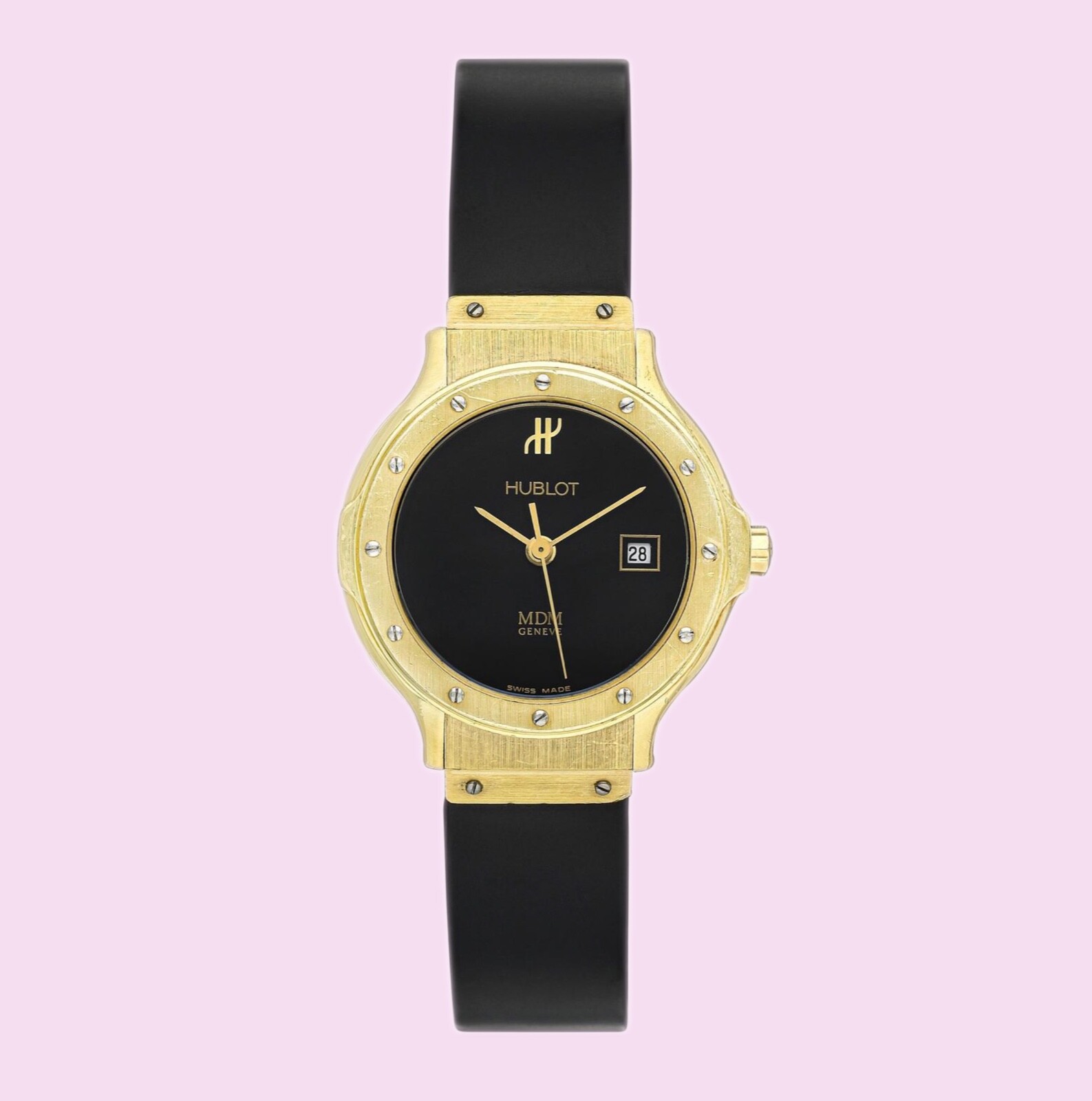 Vintage 1990s Ladies’ Hublot MDM Geneve watch 18K Yellow Gold w/Date Ref.13913