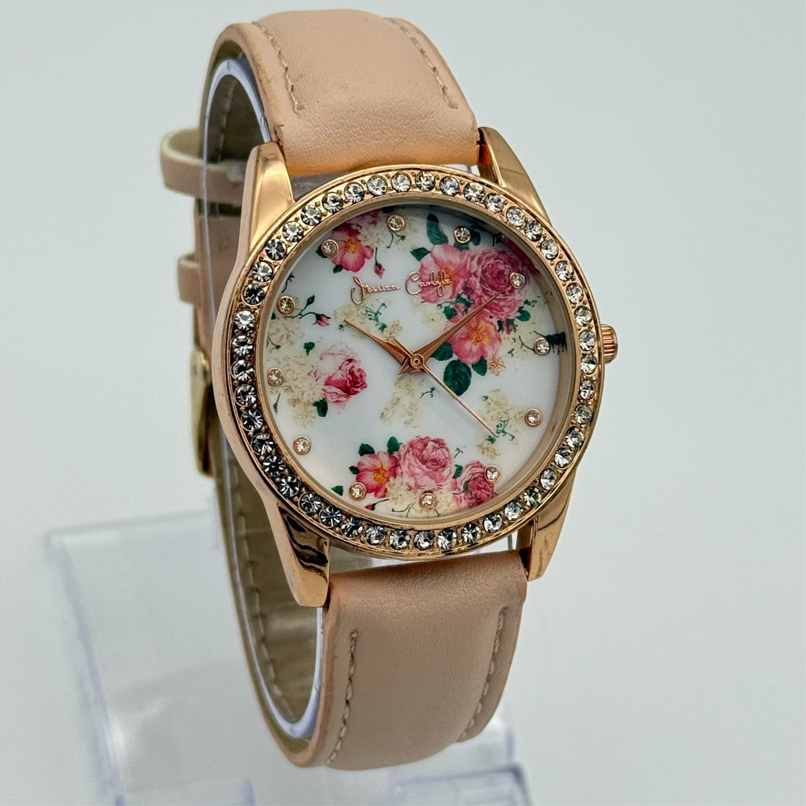 Unworn Women’s JESSICA CARLYLE Rose Gold Tone, Floral Dial Watch, Pink Band Runs