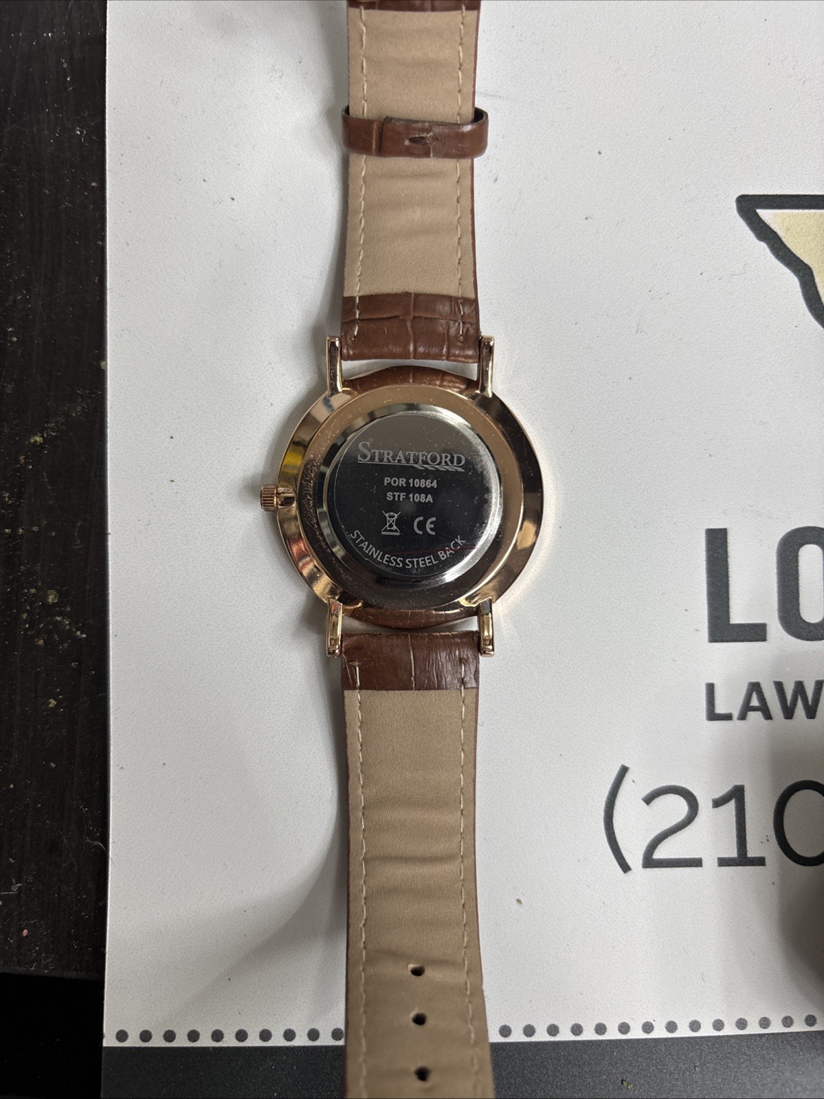 Stratford Rose Cold Brown Gator Embossed Leather Strap