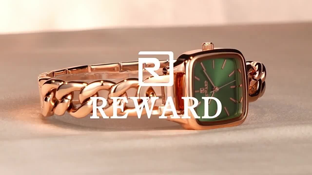 REWARD Women’s Square Business Casual Waterproof Simple Retro Quartz Wristwatch