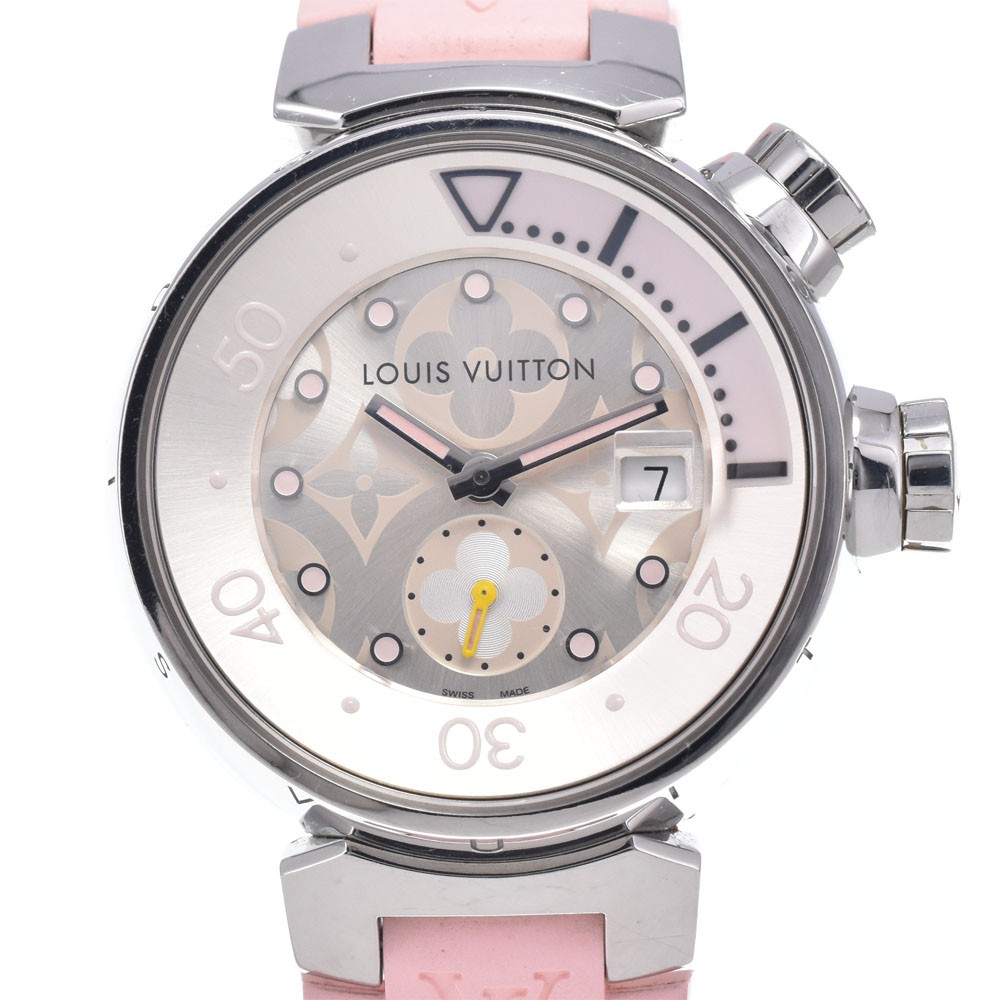LOUIS VUITTON Tambour Diving Q131M Date Silver Dial Quartz Ladies Watch P#148939