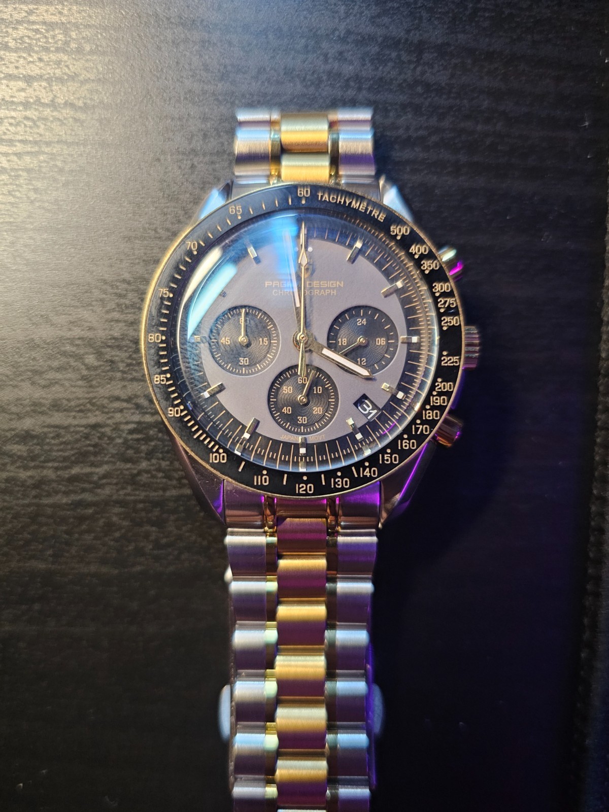PD-1701 Pagani Black Dial Two Tone Gold Chronograph VK63 Men’s Watch