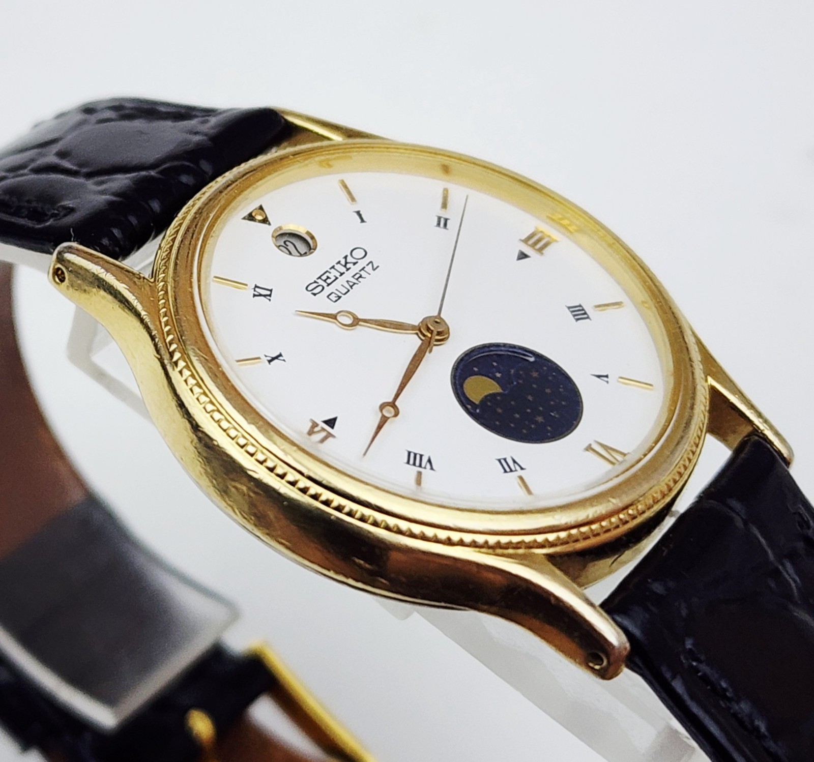Men’s JAPAN Vintage 1989 MOONPHASE Watch SEIKO 6F22-7010