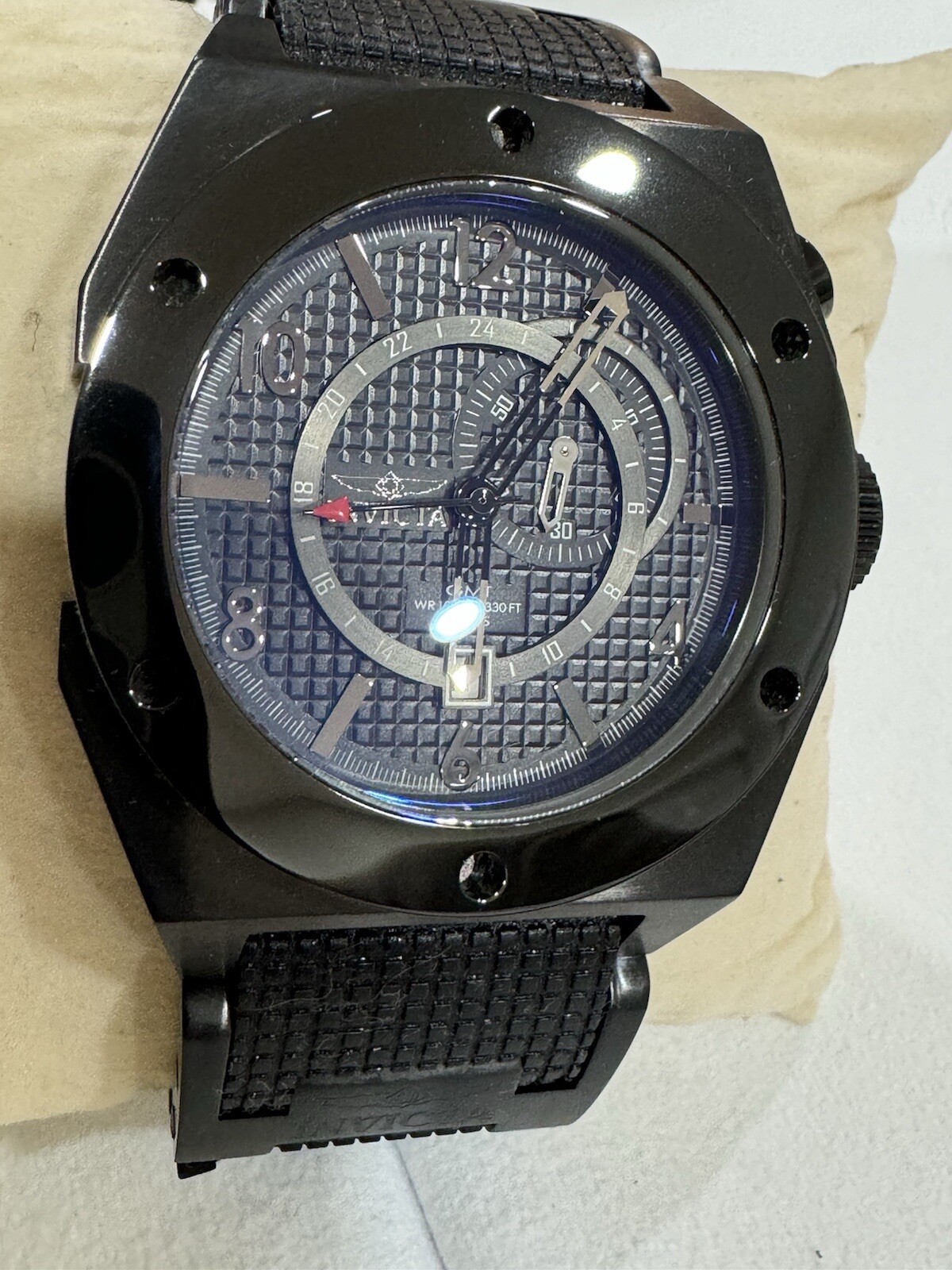 Invicta Men’s 5840 Force Collection GMT Black Ion-Plated Black Rubber Watch 46m