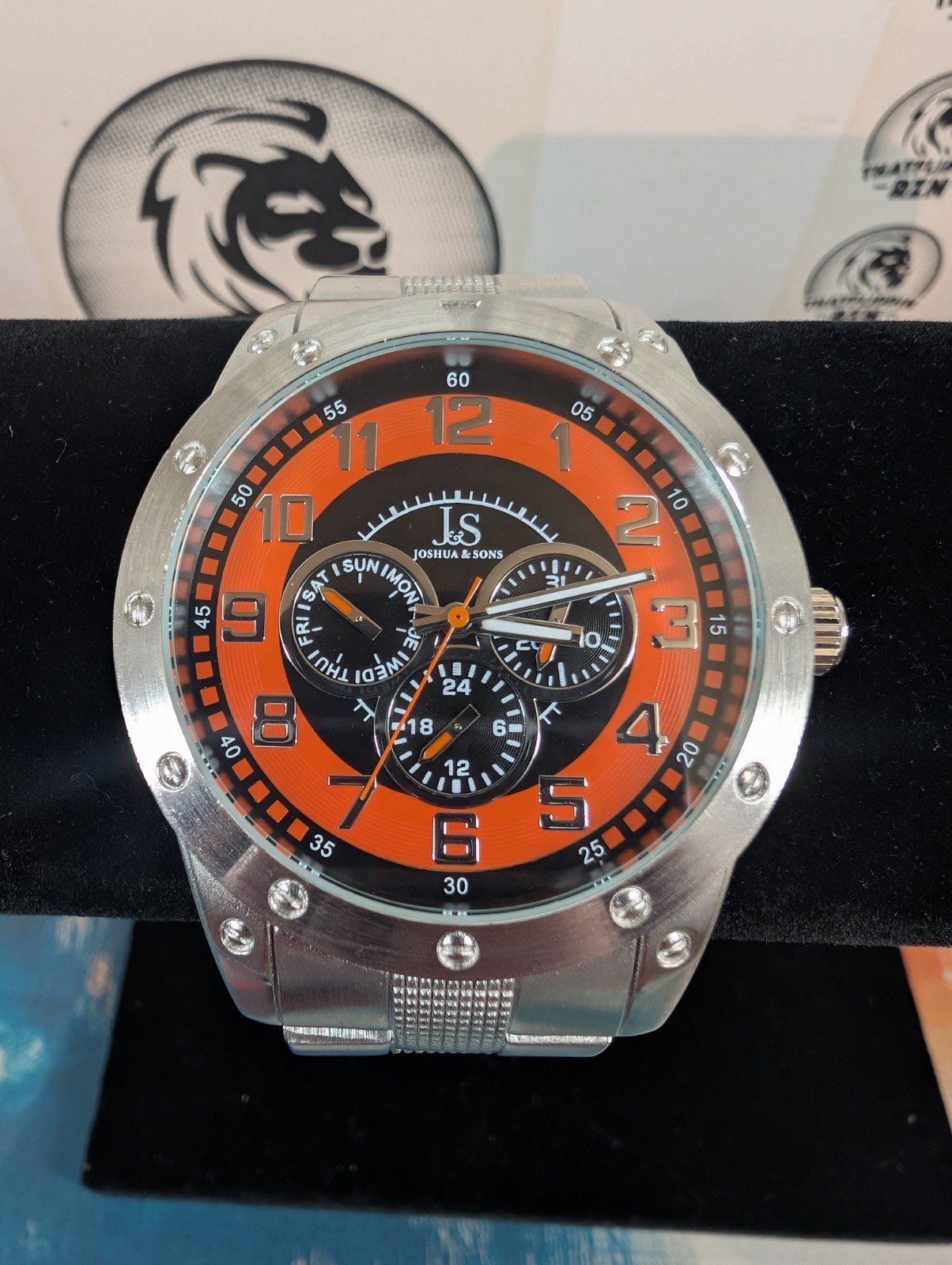 Joshua & Sons Multifunction Sunray Dial Watch. JS47OR. New Battery. Great Shape