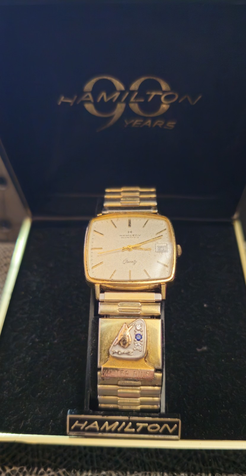 Vntg. Men’s Hamilton Masterpiece Quartz Presentation Watch PG&E 10K GF& 10K pend