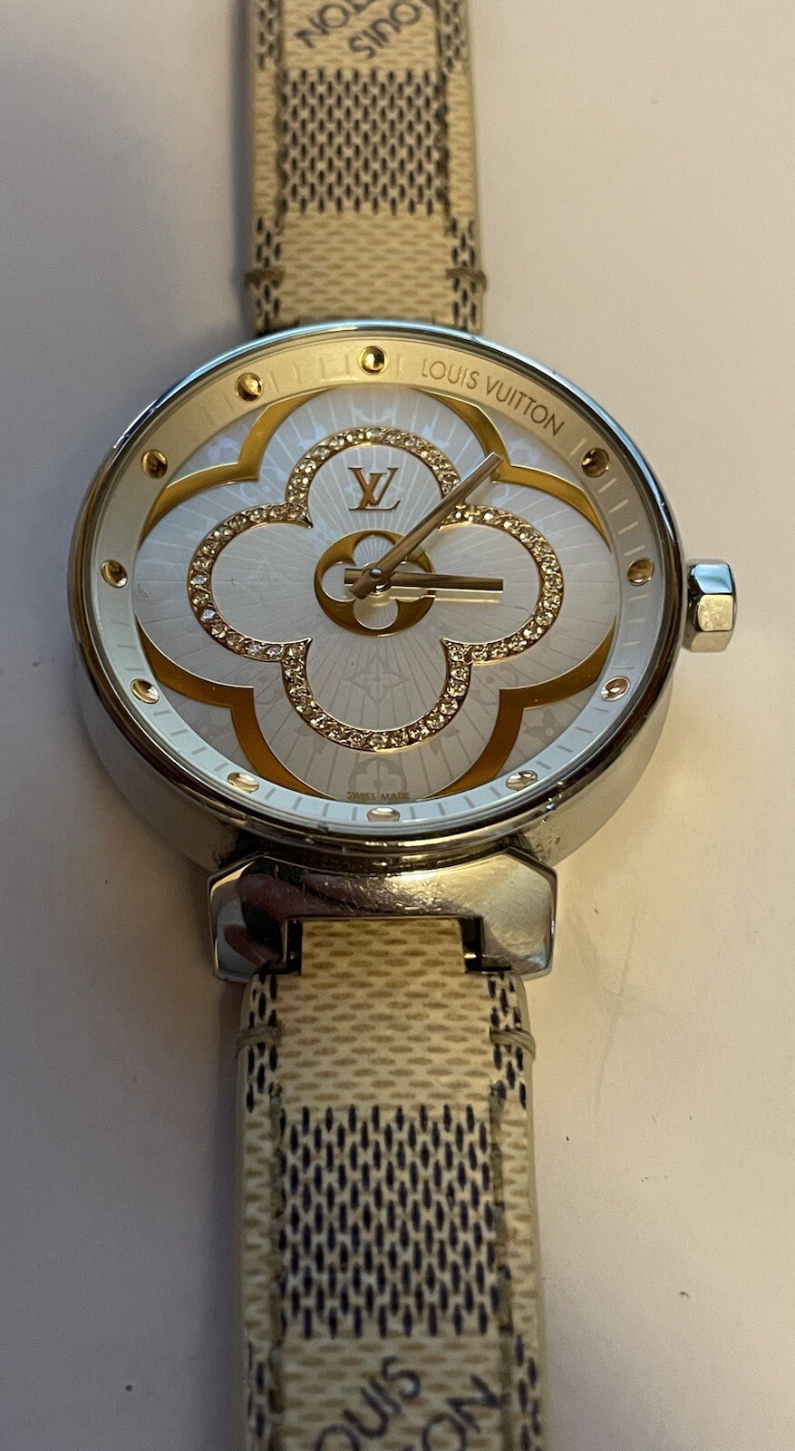 LOUIS VUITTON Tambour Moon Divine MM QA019Z Mother of Pearl Watch