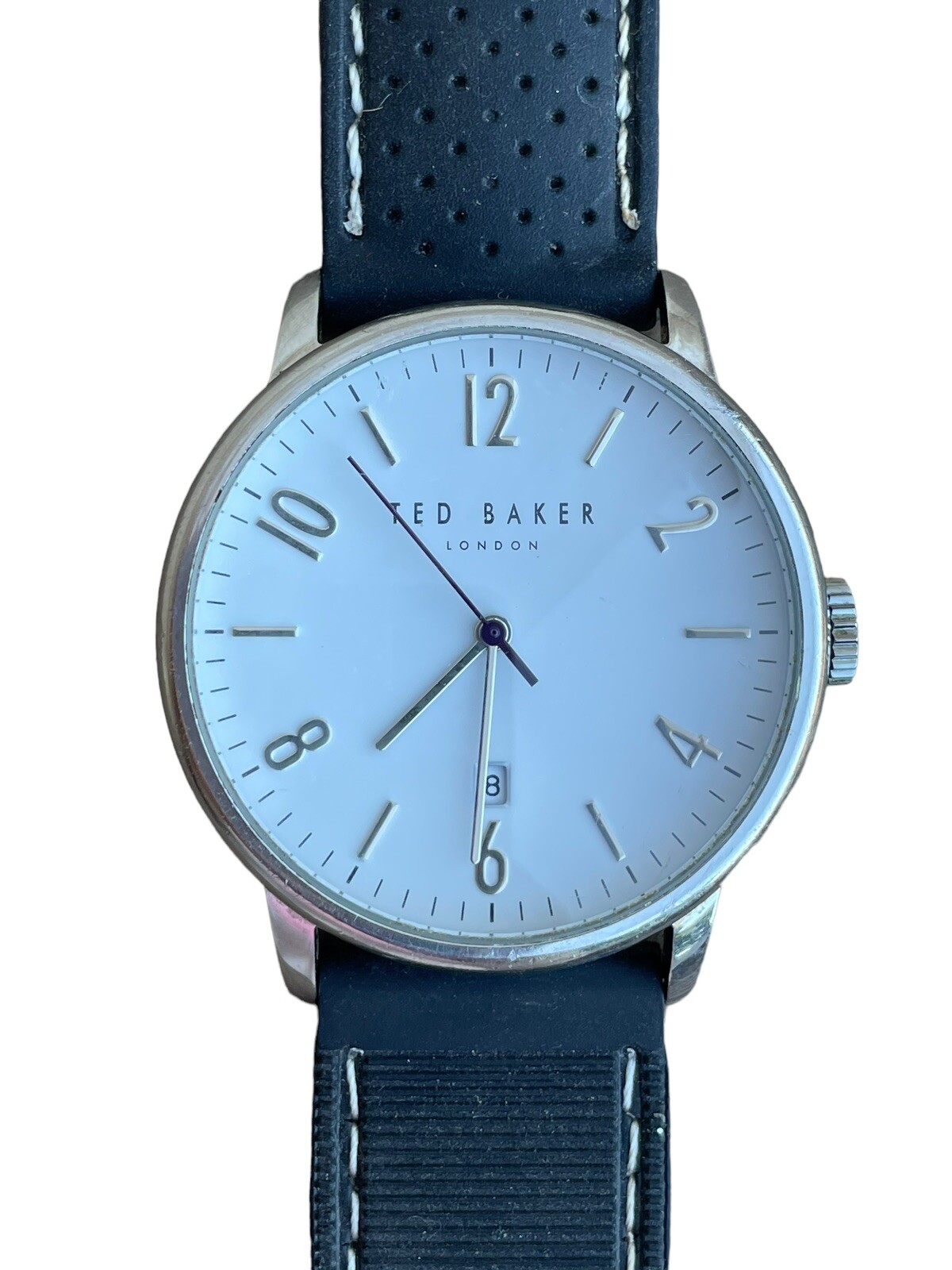 Mens Ted Baker London Stainless Steel Wrist Watch With Rubber Strap