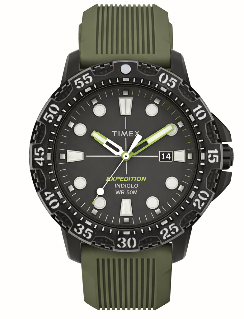 Timex Men S Expedition Gallatin 44mm Watch – Black Case Green Dial with Green