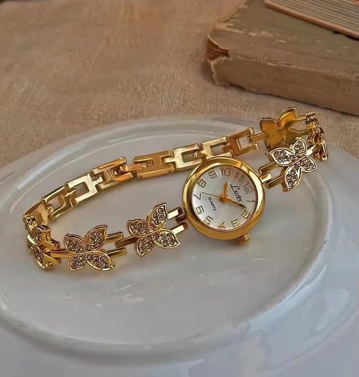 Women’s Dainty Watch French Vintage Style Stainless Steel Butterfly Bracelet