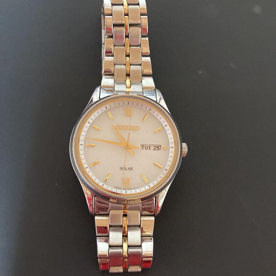 SEIKO Solar Analog Watch V158-0AB0 Day Date