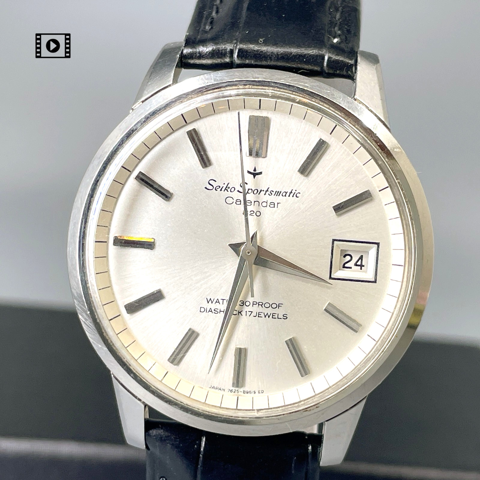 SEIKO Sportsmatic 820 7625-8961 37mm Silver AT Men’s Watch Vtg1965 -US Stock